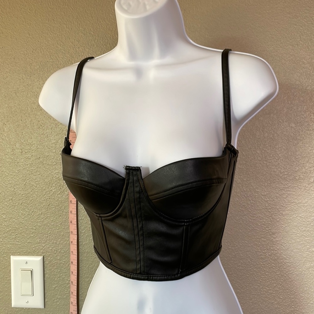 Leather looking top with zipper back